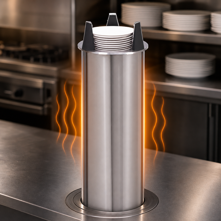 Product image #3 for Eagle Group Director's Choice Heated Drop-In Shielded Dish Dispenser for 11-7/8-Inch to 13-Inch Round Plates