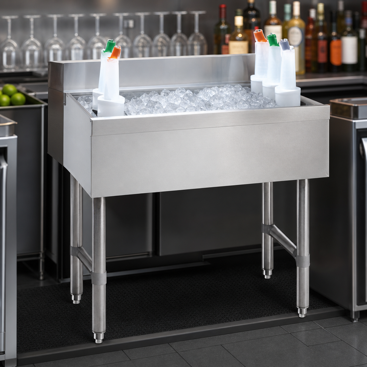 Product image #3 for Advance Tabco Underbar Basics 36-Inch Stainless Steel Cocktail Unit with 12-Inch Deep Ice Bin