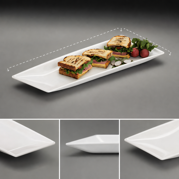 Product image #3 for American Metalcraft 18-3/8 Inch Trapezoid Break-Resistant Melamine Serving Platter, White, Slim Rim