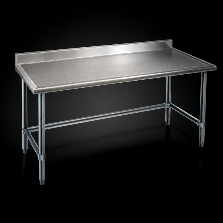 Product image #3 for Spec-Master Marine Series 108-Inch Stainless Steel Underbar Work Table with 4-1/2-Inch Backsplash and Galvanized Base