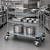 Thumbnail image #3 for Quantum 36 x 24 x 37-1/2 in Chrome-Plated Utility Cart with 2 Wire Shelves and 1 Solid Shelf