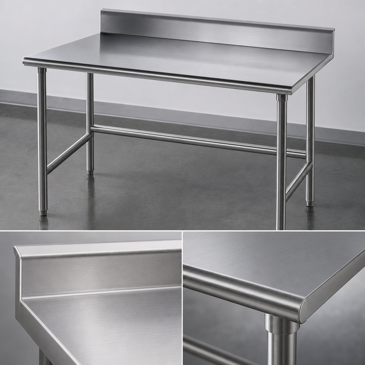 Product image #3 for Advance Tabco Stainless Steel Work Table with 5-Inch Backsplash, 144 x 30 Inches