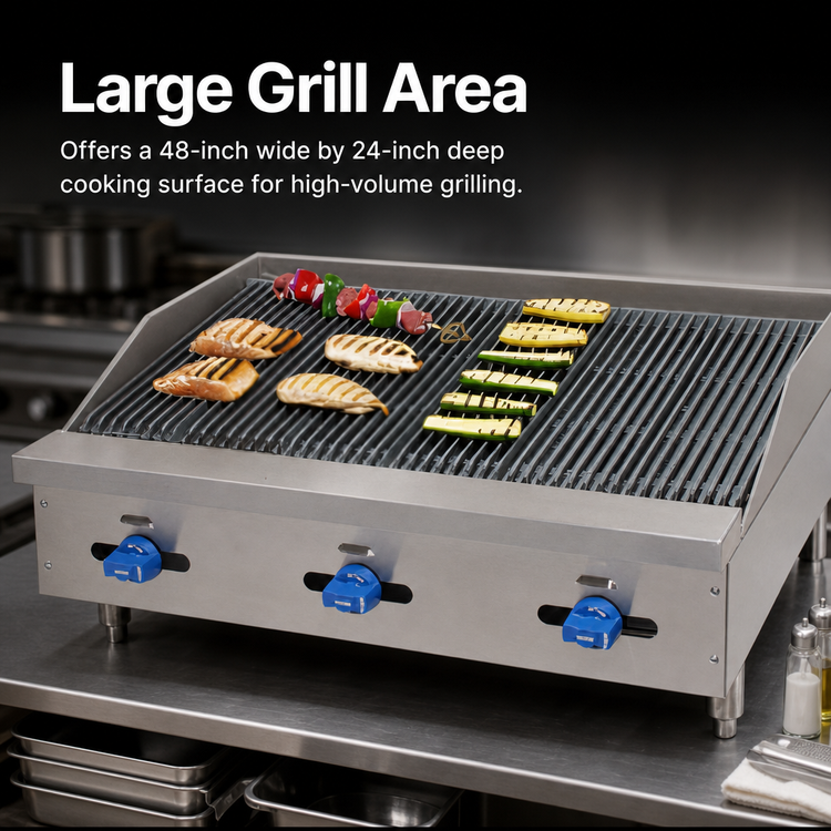 Product image #3 for Comstock-Castle Castle Series 48-Inch Countertop Gas Char-Broiler with Manual Controls and Cast Iron Grates
