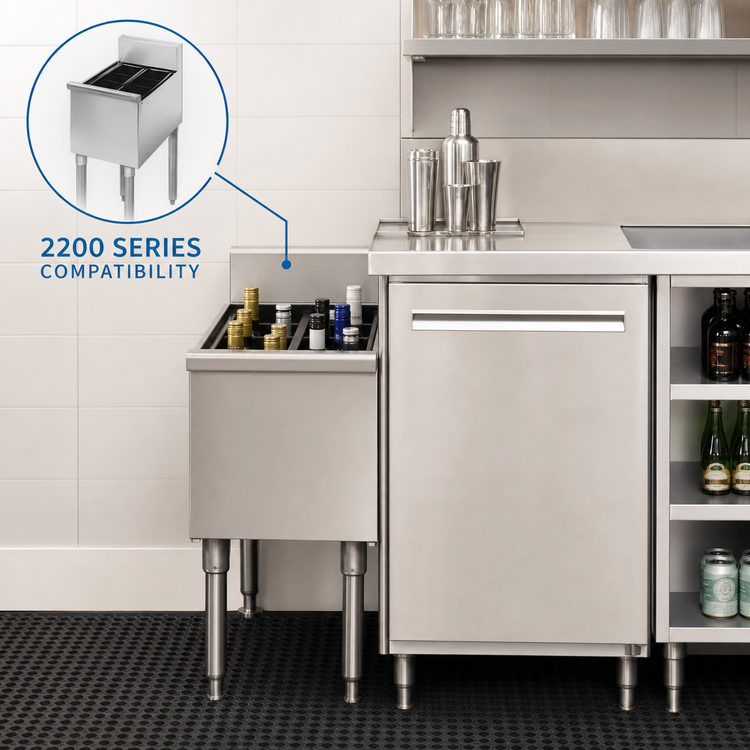Product image #3 for Eagle Group 2200 Series Underbar Side-to-Side Modular Add-On Bottle Storage Unit, 12 x 24 Inch, 6-Bottle Capacity