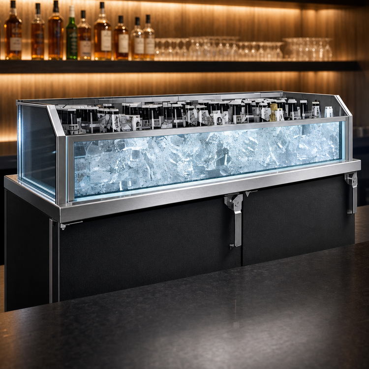 Product image #3 for Glastender 36-Inch Back Bar Glass Ice Display Unit for Bottled Beverages, 12-Inch Deep
