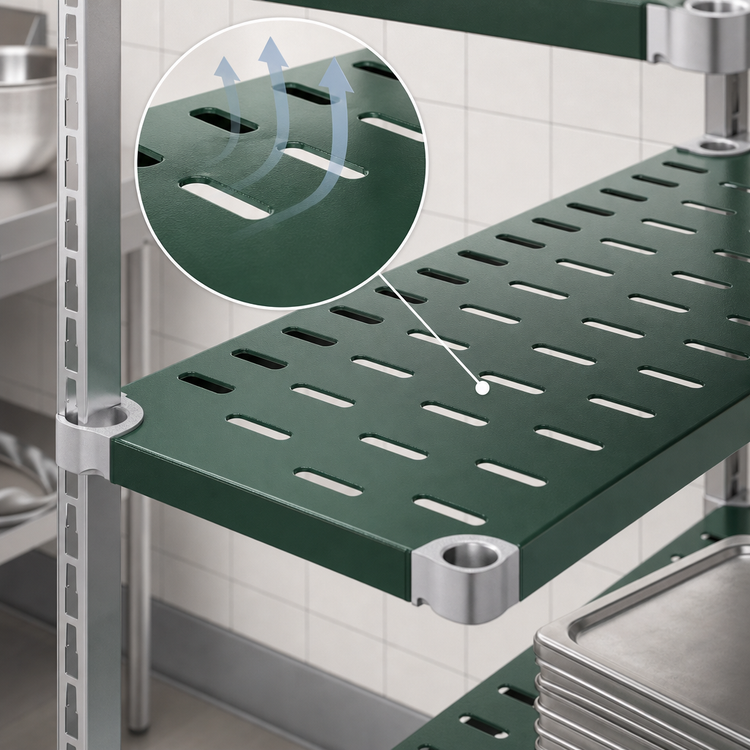 Product image #3 for Eagle Group Quik-Set 54-Inch x 18-Inch Louvered Solid Shelf with Green Epoxy Finish
