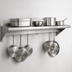 Thumbnail image #3 for BK Resources Premium T-304 Stainless Steel Wall-Mount Overshelf with Pot Rack, 60 x 12 Inches