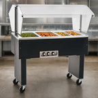 Thumbnail image #3 for Eagle Group Service Mate BPDHT4-208-3 Portable 4-Well Buffet Hot Food Table with Sneeze Guard, Stainless Steel Top, 208V 3-Phase