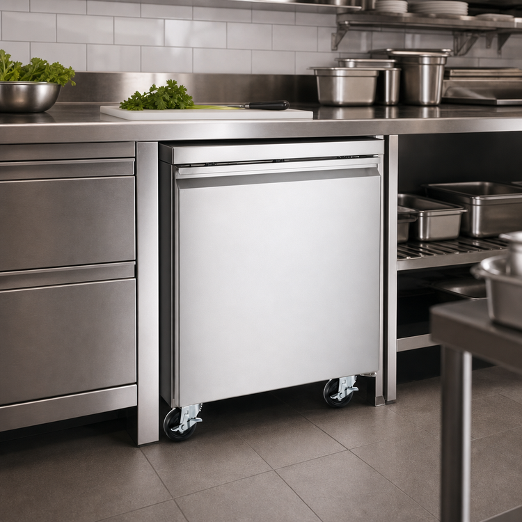 Product image #3 for Aurora One-Section 27-Inch Undercounter Reach-In Freezer, 6.3 Cu. Ft., Rear-Mount Self-Contained, Stainless Steel
