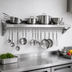 Thumbnail image #3 for 96-Inch Wall-Mount Stainless Steel Overshelf Pot Rack with 18 Double-Sided Hooks