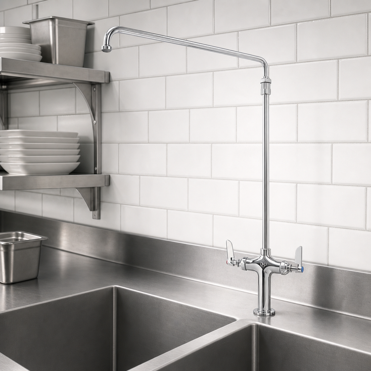 Product image #3 for Double Pantry Single-Hole Deck-Mounted Mixing Faucet with Elevated 6-Inch Swing Nozzle