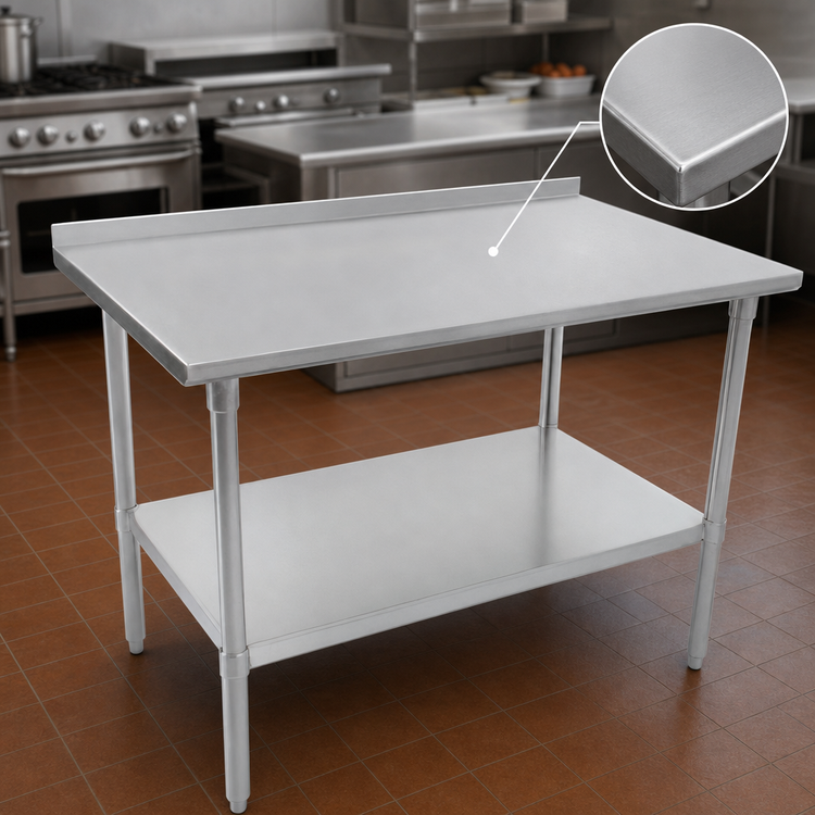 Product image #3 for John Boos Stallion 48-Inch x 24-Inch 16-Gauge 300-Series Stainless Steel Work Table with 1-1/2-Inch Rear Up-Turn and Undershelf