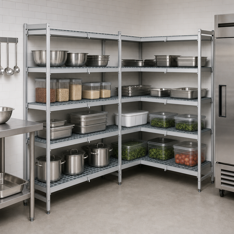 Product image #3 for Fermostock 5-Tier Corner Expansion Polymer Shelving Unit Kit, 52W x 14D x 83H