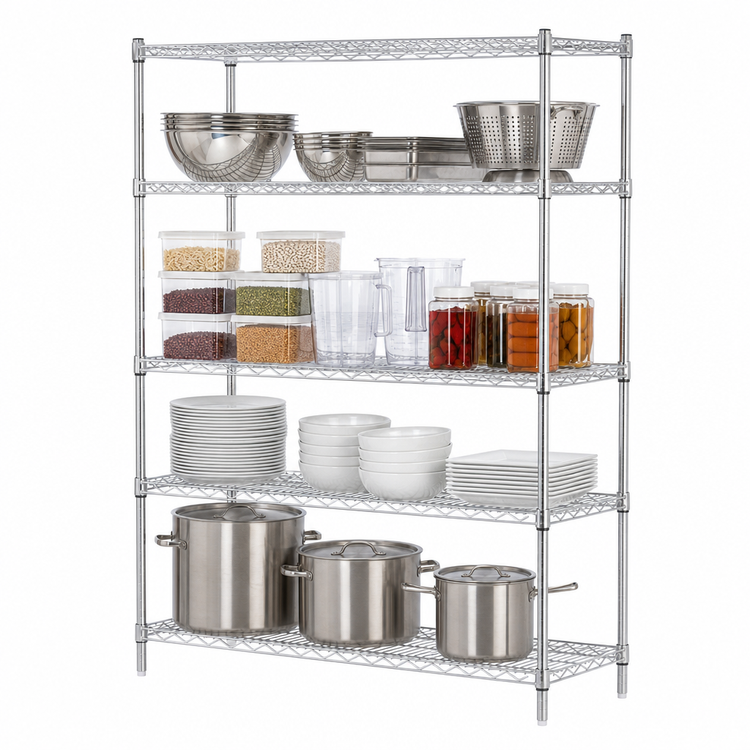 Product image #3 for Metro Super Erecta Brite Convenience Pak 4-Shelf Stationary Wire Shelving Unit, 60W x 24D x 74H