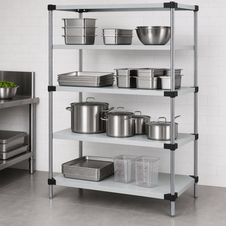 Product image #3 for Quantum 4-Shelf Solid Stainless Steel Shelving Starter Kit, 54W x 24D x 86H
