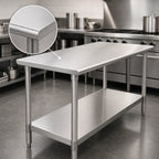 Thumbnail image #3 for Eagle Group Spec-Master T2484SE 84-Inch Stainless Steel Flat Top Work Table with Adjustable Undershelf, 14-Gauge 300 Series Top