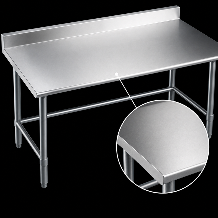 Product image #3 for Eagle Spec-Master 72" x 24" 14-Gauge Stainless Steel Work Table with 4-1/2" Backsplash