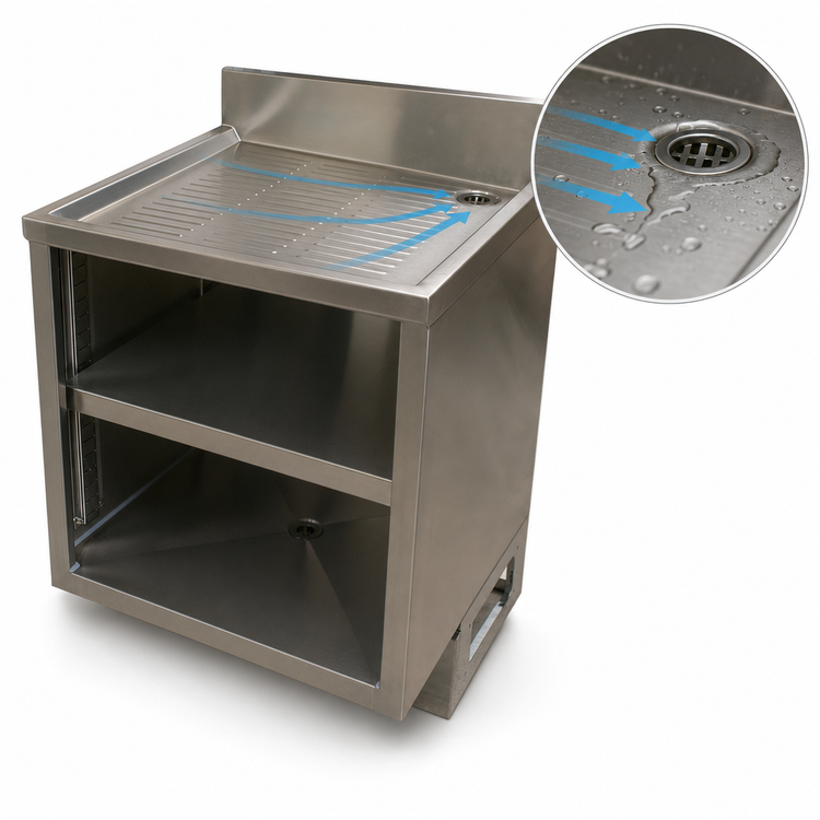Product image #3 for BK Resources 24 Inch Underbar Glass Rack Cabinet with Drainboard Top and Adjustable Shelf