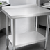 Thumbnail image #3 for BK Resources 30 Inch x 30 Inch Stainless Steel Corner Work Table with 1-1/2 Inch Rear Riser and Undershelf