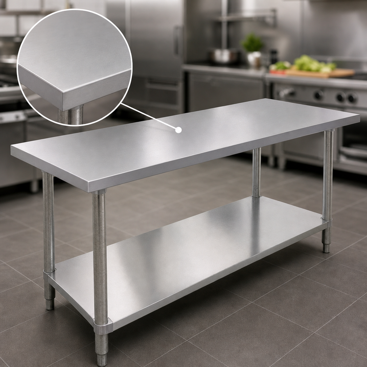 Product image #3 for Omcan Standard Series 72-Inch x 24-Inch Stainless Steel Work Table with Undershelf