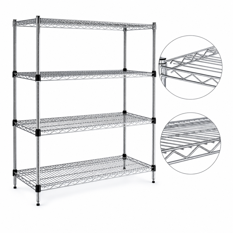 Product image #3 for Add-A-Shelf 4-Tier Wire Shelving Starter Unit with QuadTruss Design, 48 x 24 x 63 Inches, Chrome Finish