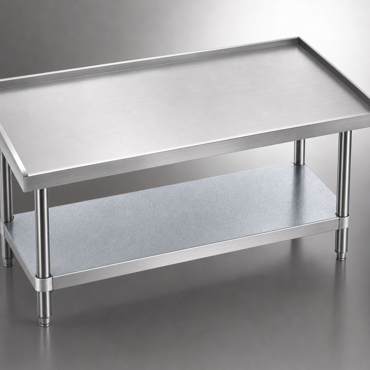 Product image #3 for Advance Tabco 60"W x 24"D x 25"H Stainless Steel Equipment Stand with Galvanized Base and Adjustable Undershelf