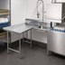 Thumbnail image #3 for Advance Tabco L-Shaped Left-Hand Dishlanding-Soil Dishtable with Pre-Rinse Sink, 59 Inch Long, 10-1/2 Inch Backsplash, 16/304 Stainless Steel