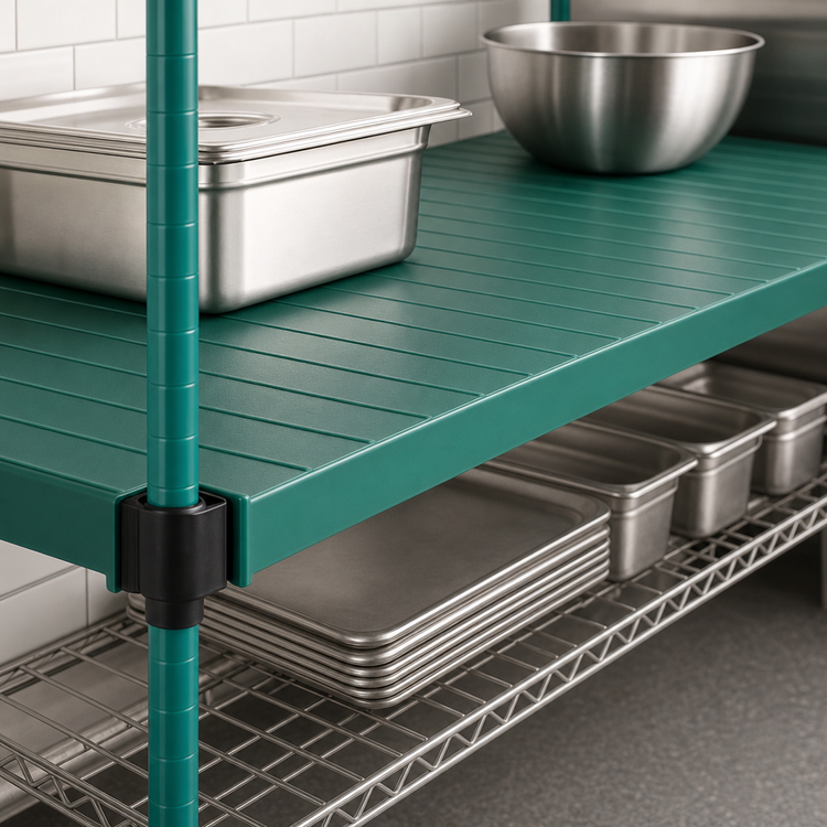 Product image #3 for QuadPlus 54 x 18 Inch Solid Green Polymer Shelf Mat with Quad-Adjust Wire Frame