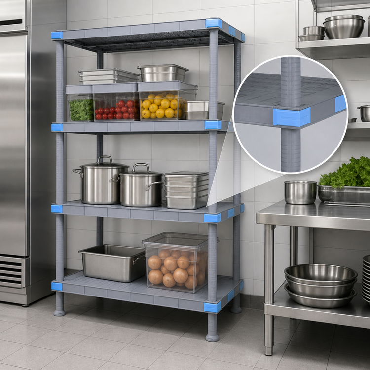 Product image #3 for Millenia 42-Inch W x 24-Inch D x 74-Inch H Gray Polymer Stationary Starter Shelving Unit with 4 Solid Shelves