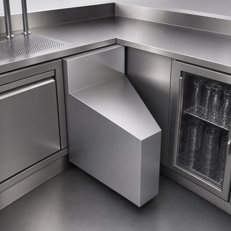 Product image #3 for Krowne Royal Series Flat-Top 30° Rear Corner Underbar Angle Filler, 24-Inch Front-to-Back, Stainless Steel