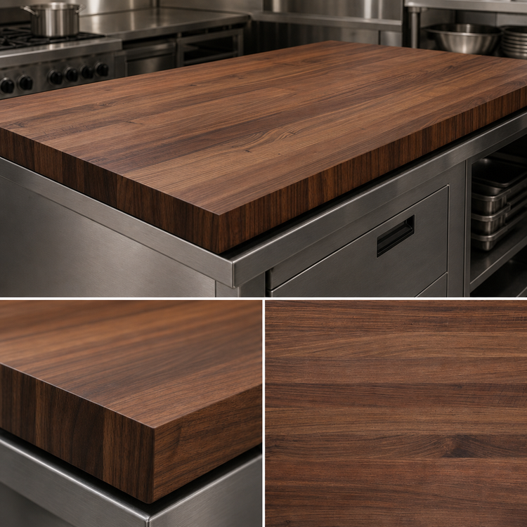 Product image #3 for John Boos Boos Block American Black Walnut Edge Grain Kitchen Countertop, 108 x 30 x 2-1/4 Inch Thick