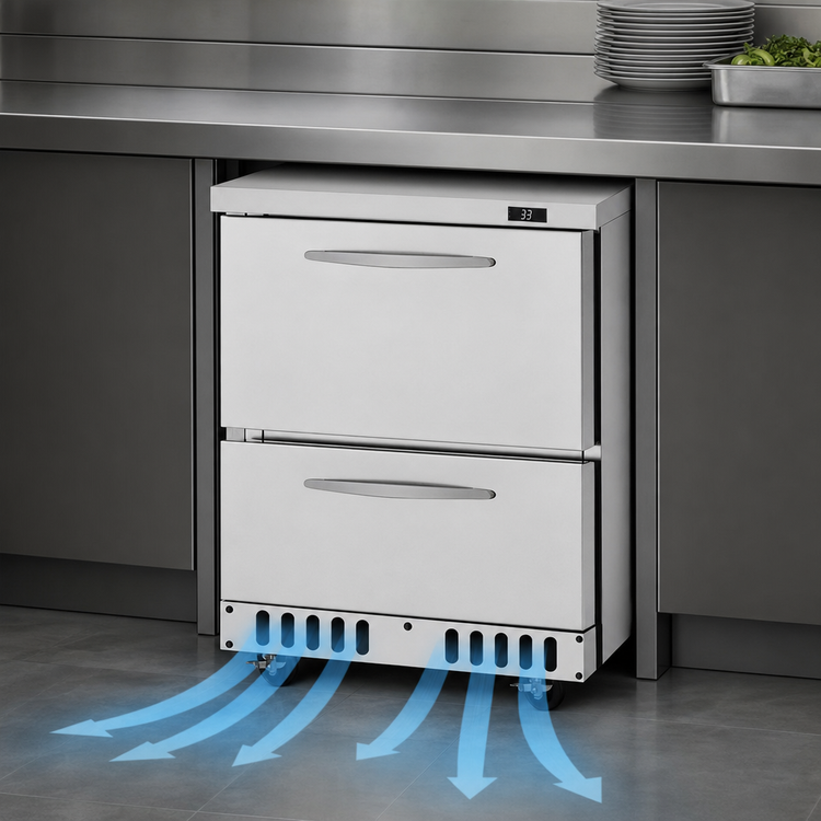 Product image #3 for Turbo Air PRO Series Front-Breathing 1-Section Undercounter Refrigerator with 2 Drawers, 6.5 Cu. Ft.