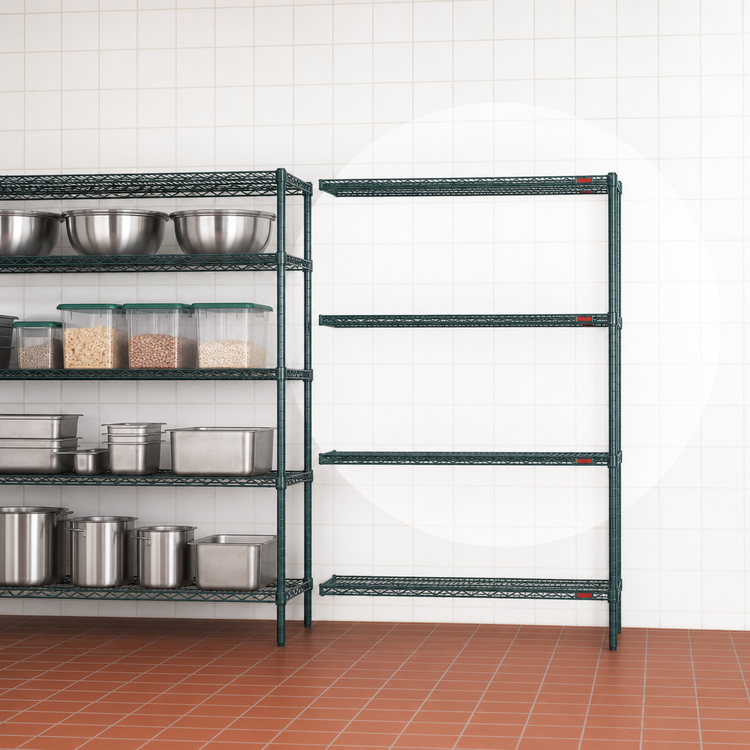 Product image #3 for Eagle Group Valu-Gard 4-Tier Add-On Wire Shelving Unit, 60-Inch W x 18-Inch D x 74-Inch H, Green Epoxy
