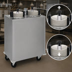 Thumbnail image #3 for Delfield Shelleymatic CAB2-1013 Enclosed Mobile Two-Stack Unheated Round Plate Dispenser, Stainless Steel, 9.12-10.12 in. Plates