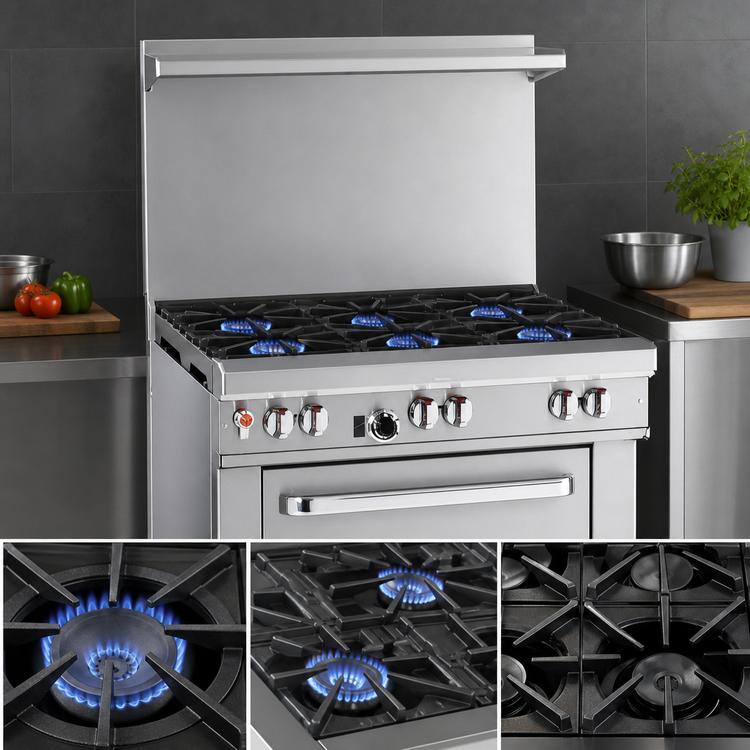 Product image #3 for Southbend Ultimate 36-Inch Gas Restaurant Range with 4 Non-Clog Burners, 12-Inch Left Griddle, and Convection Oven