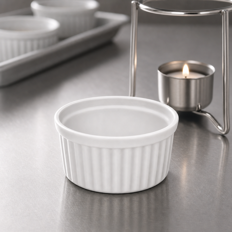 Product image #3 for American Metalcraft 4 oz White Ceramic Fluted Ramekin Replacement for BWR34