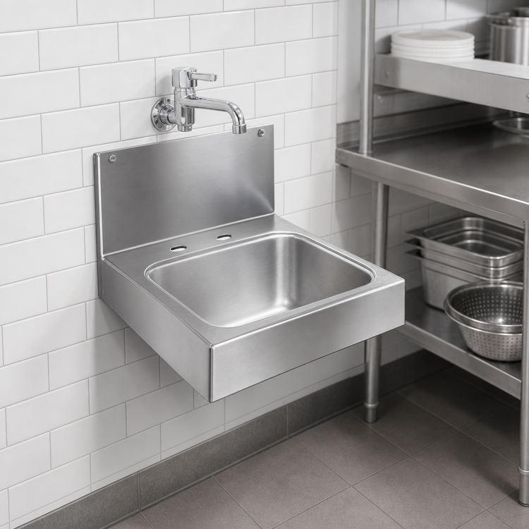 Product image #3 for Glastender Wall-Mount Stainless Steel Hand Sink with 6" Deep Bowl