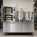 Thumbnail image #3 for Crown ECX-2-6-6 Electric Two-Compartment Convection Steamer with Dual 6 Gallon Kettles and Cabinet Base