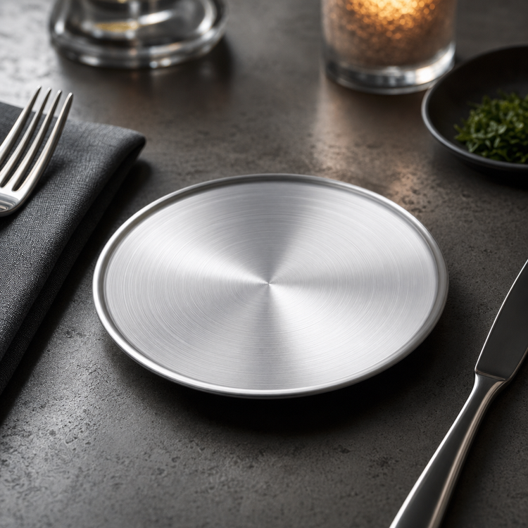 Product image #3 for American Metalcraft Unity Collection 6-Inch Round Satin-Finish Stainless Steel Plate