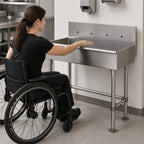 Thumbnail image #3 for Advance Tabco 19-FM-48-ADA ADA Freestanding Multiwash Hand Sink, 48-Inch, 16-Gauge 304 Stainless Steel, 8-1/2-Inch Backsplash