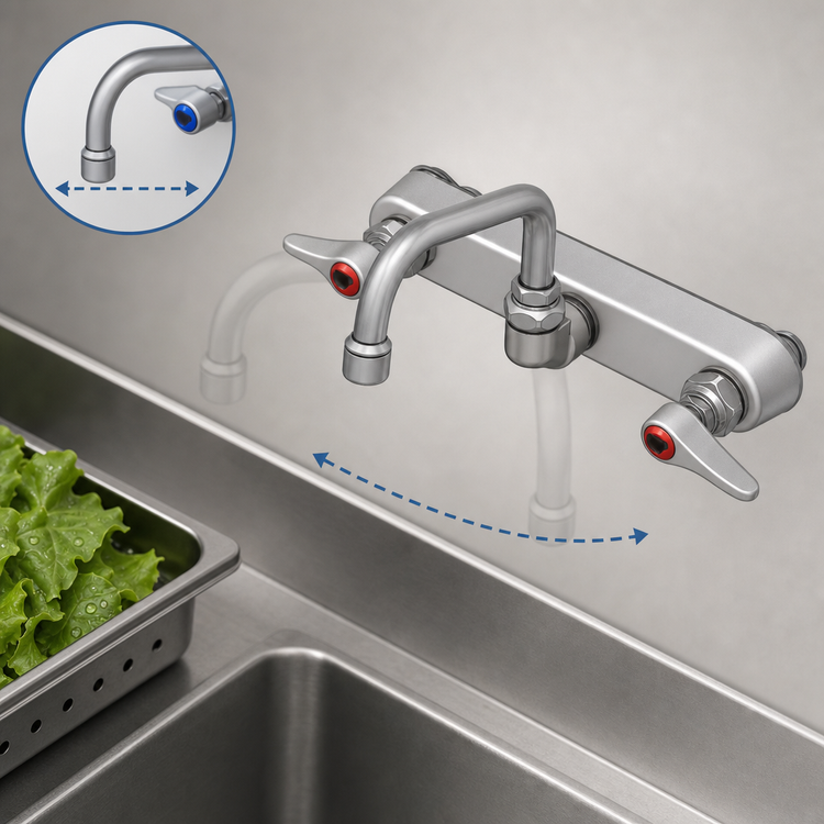 Product image #3 for T&S Brass B-1125 Workboard Faucet with 6-Inch Swing Nozzle, 8-Inch Centers