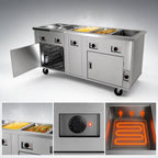 Thumbnail image #3 for Dinex DineXpress DXP2HFHIB 2-Well Electric Mobile Hot Food Serving Counter with Heated Storage Base, Stainless Steel, 32"W x 28"D x 36"H