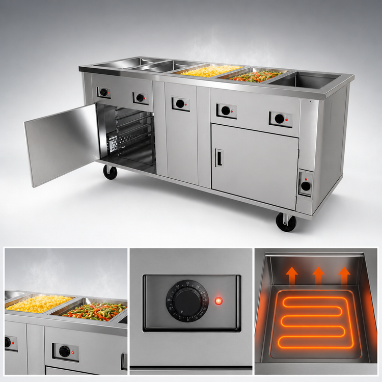 Product image #3 for DineXpress DXP2HFHIB 2-Well Electric Hot Food Serving Counter with Heat-in-Base