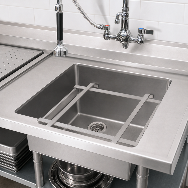 Product image #3 for John Boos 16" x 20" Stainless Steel Dishtable Rack Slide for Pre-Rinse Sink
