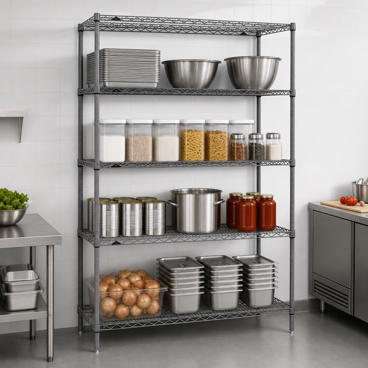Product image #3 for Metro Super Erecta 72"W x 18"D x 74"H Stationary Starter Wire Shelving Unit, 4 Shelves, Metroseal Gray