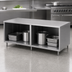 Thumbnail image #3 for BK Resources 120-Inch x 30-Inch 14-Gauge Stainless Steel Chef Table with Open Front Cabinet Base
