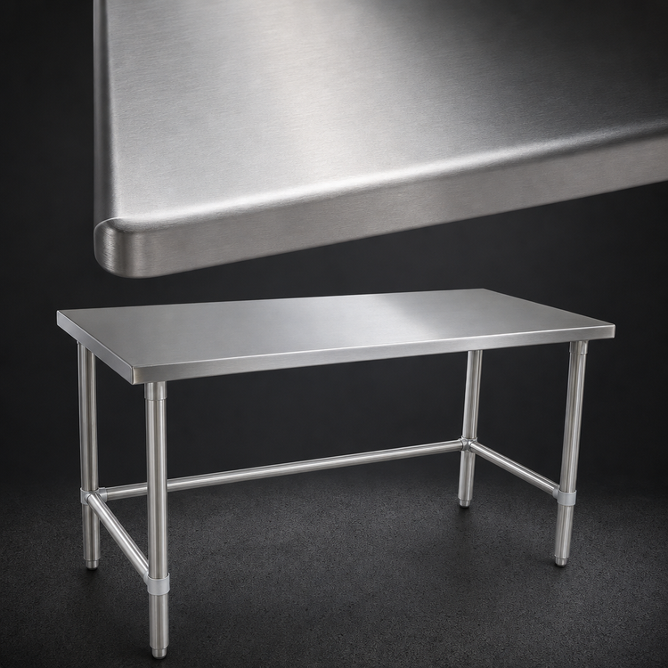 Product image #3 for John Boos Stallion 108 Inch x 24 Inch Stainless Steel Work Table with Stallion Safety Edge