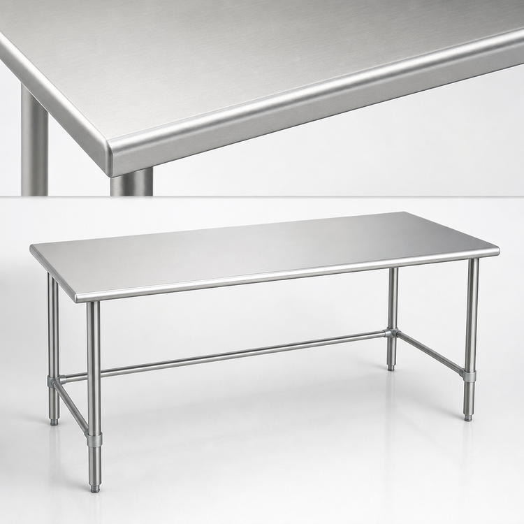 Product image #3 for Spec-Master 144"W x 30"D Stainless Steel Work Table with Open Base and 14/300 Series Top