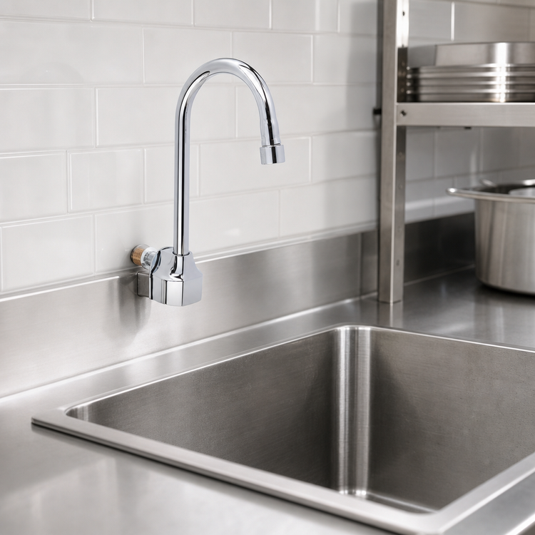 Product image #3 for ChekPoint Wall-Mount Gooseneck Electronic Faucet with 0.5 GPM Vandal-Resistant Aerator