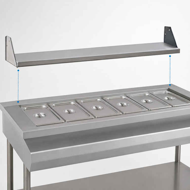 Product image #3 for Eagle Group 33-Inch Removable Stainless Steel Dish Shelf for HT2 Hot Food Table